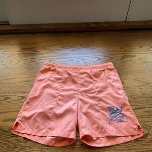 Guy Harvey Coral Swim Trunks with Blue Embroidery